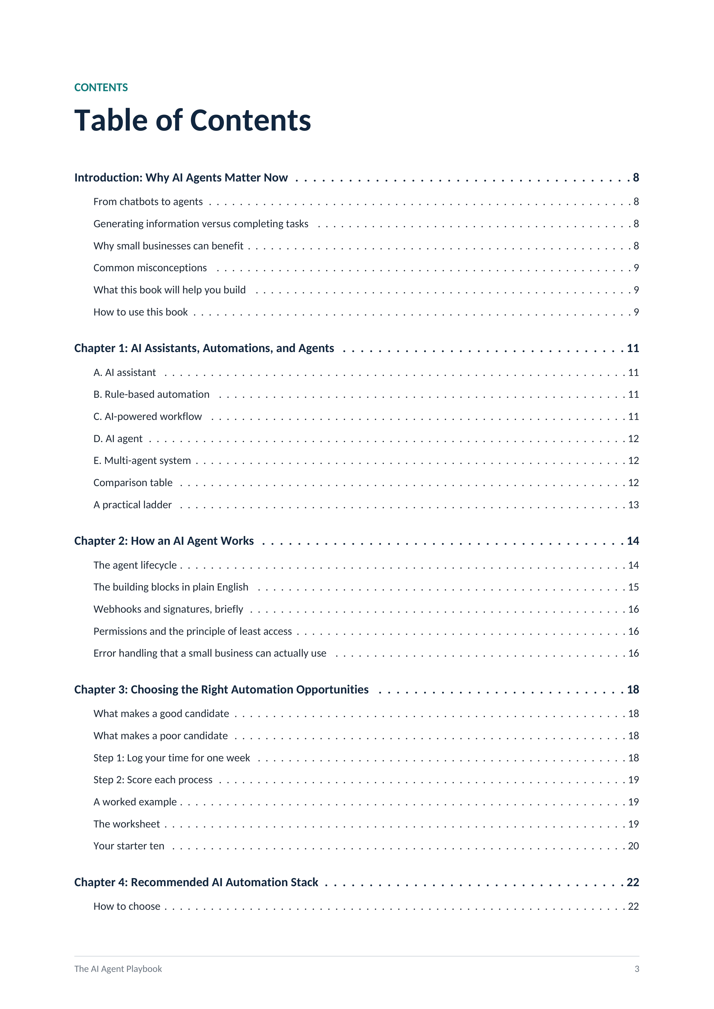 Table of contents from the ebook