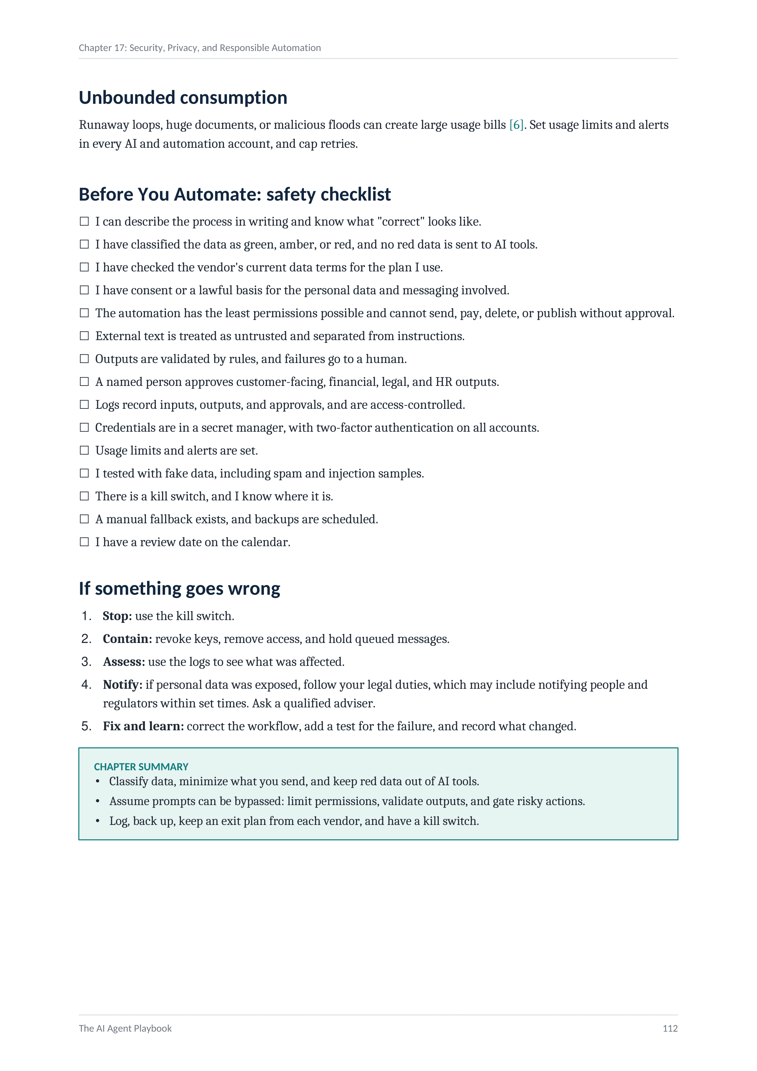 Security and responsible automation checklist